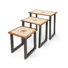 Tabouret en cuir Ensemble de 3